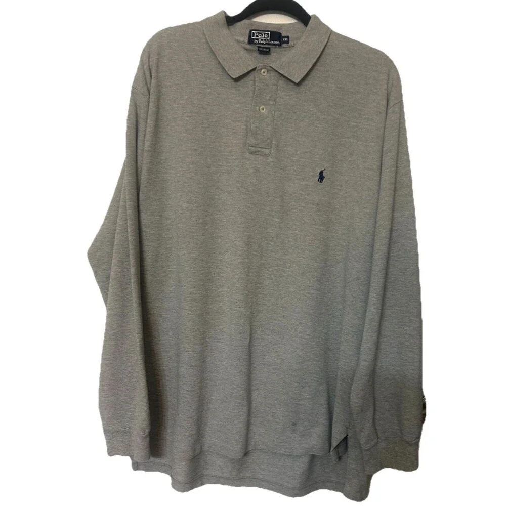 Polo Ralph Lauren Men's 2XL Gray Classic Fit Pony Long Sleeve Polo Casual Shirt